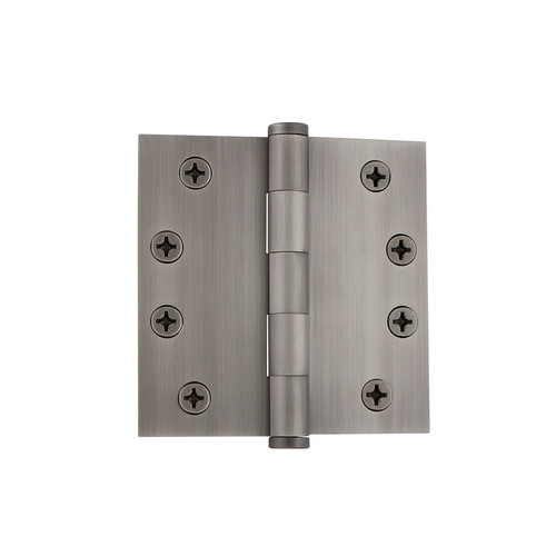 Grandeur Hardware - 4" Button Tip Heavy Duty Hinge with Square Corners - Antique Pewter - BUTHNG - 819994