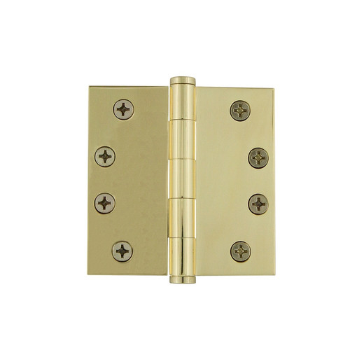 Grandeur Hardware - 4" Button Tip Heavy Duty Hinge with Square Corners - Unlacquered Brass - BUTHNG - 821209