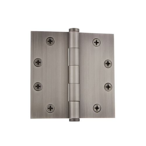 Grandeur Hardware - 4.5" Button Tip Heavy Duty Hinge with Square Corners - Antique Pewter - BUTHNG - 821215
