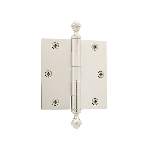 Grandeur Hardware - 3.5" Acorn Tip Residential Hinge with Square Corners - Polished Nickel - ACOHNG - 833714