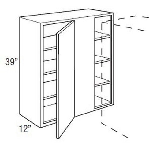 Mantra Cabinetry - Spectra Paint - Wall Corner Single Door Cabinets - WC3039S-SPECTRA SNOW