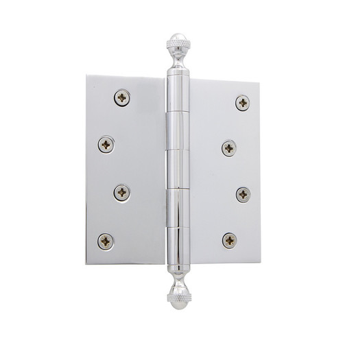 Grandeur Hardware - 4" Acorn Tip Residential Hinge with Square Corners - Bright Chrome - ACOHNG - 833850