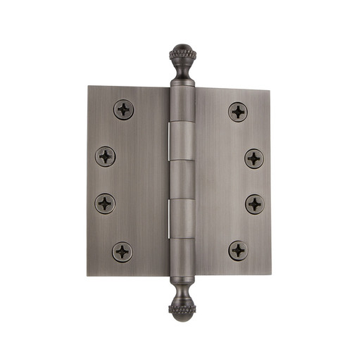 Grandeur Hardware - 4" Acorn Tip Heavy Duty Hinge with Square Corners - Antique Pewter - ACOHNG - 833879