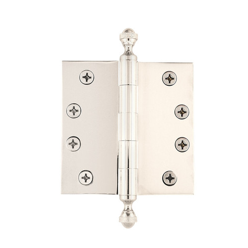 Grandeur Hardware - 4" Acorn Tip Heavy Duty Hinge with Square Corners - Polished Nickel - ACOHNG - 833966