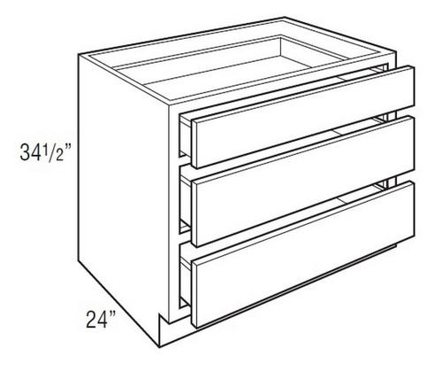 Mantra Cabinetry - Spectra Paint - 3 Drawer Base Cabinets - 3DB24-SPECTRA MINERAL