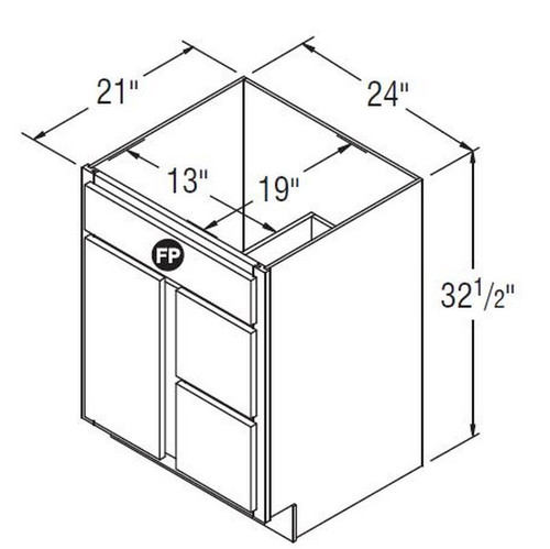 Aristokraft Cabinetry Select Series Dayton Birch Vanity With Drawer Base VSD2432.5L Hinged Left