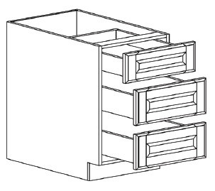 Life Art Cabinetry - 3-Drawer Base Cabinet - DB36-3 - Anchester Gray