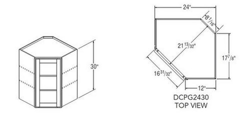 Aristokraft Cabinetry Select Series Dayton Birch Diagonal Corner Cabinet Without Mullions DCPG2430