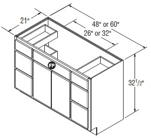 Aristokraft Cabinetry All Plywood Series Dayton Birch Vanity Double Drawer Base VDDB6032.5
