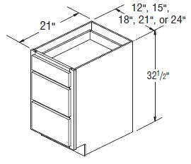 Aristokraft Cabinetry All Plywood Series Dayton Birch Vanity Three Drawer Base VDB1832.5