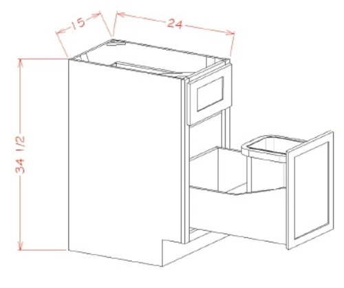 U.S. Cabinet Depot - Shaker Black - Trash Can Pullout Base Kits - SB-B15TCPO