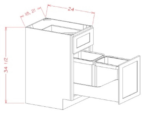 U.S. Cabinet Depot - Shaker Black - Trash Can Pullout Base Kits - SB-B21TCPO