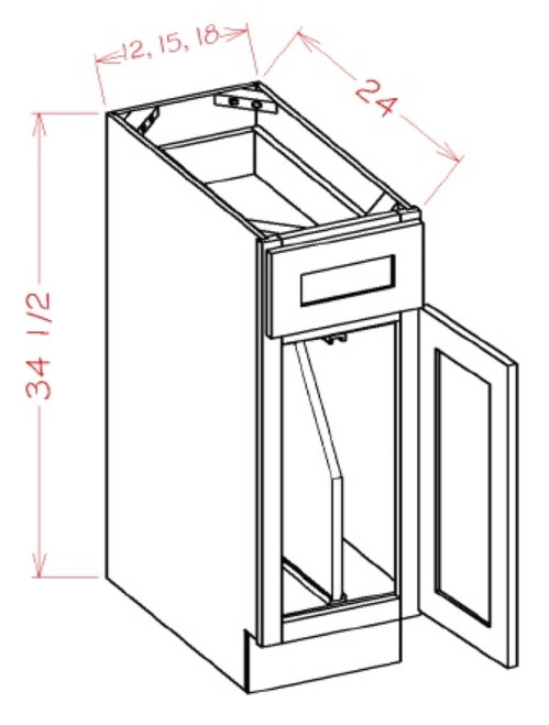 U.S. Cabinet Depot - Shaker Black - Tray Divider Base Cabinet - SB-B15TD