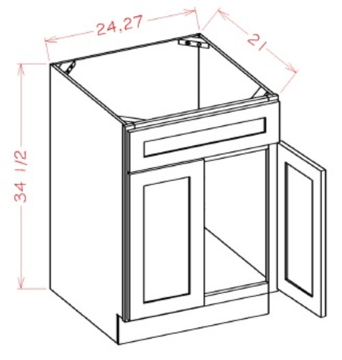 U.S. Cabinet Depot - Shaker Black - Vanity Sink Base Cabinet-Double Door Single Drawer Front - SB-VS24