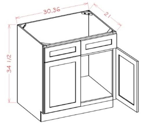 U.S. Cabinet Depot - Shaker Black - Vanity Sink Base Cabinet-Double Door Double Drawer Front - SB-VS30S