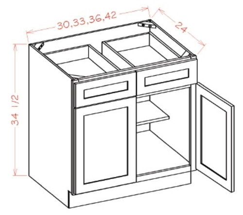 U.S. Cabinet Depot - Shaker Navy - Double Door Single Drawer Base Cabinet - SN-B30S