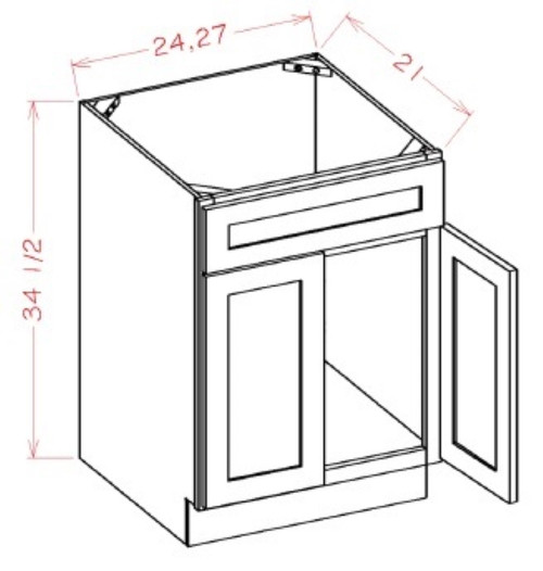 U.S. Cabinet Depot - Shaker Navy - Vanity Sink Base Cabinet-Double Door Single Drawer Front - SN-VS27