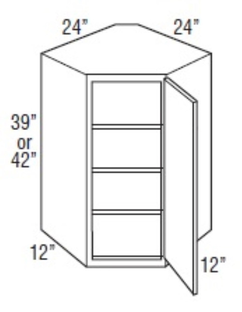 Mantra Cabinetry - Omni Paint - Diagonal Wall Cabinets - DW392424R-OMNI SNOW