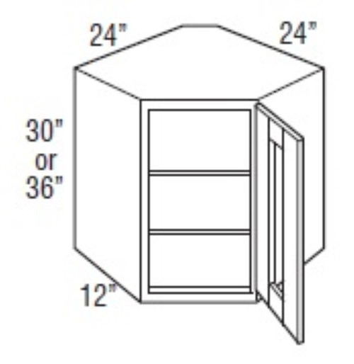 Mantra Cabinetry - Omni Stain - Diagonal Wall Cut-for-Glass Cabinets - DWCG302424R-OMNI BEACHWOOD