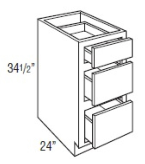Mantra Cabinetry - Omni Stain - 3 Drawer Base Cabinets - 3DB12-OMNI BEACHWOOD