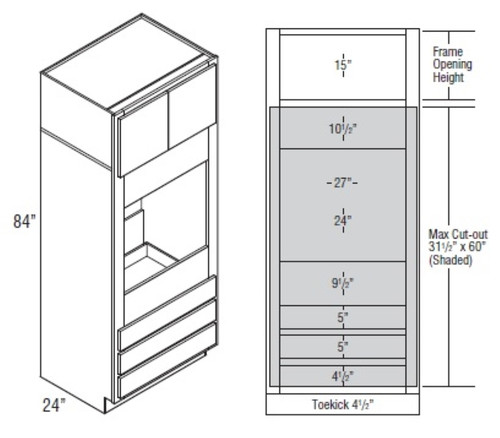 Mantra Cabinetry - Omni Stain - Single Oven 3 Drawers Cabinets - OC3D338424-OMNI BEACHWOOD