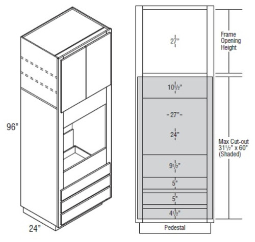 Mantra Cabinetry - Omni Stain - Single Oven 3 Drawers Cabinets - OC3D339624-OMNI BEACHWOOD