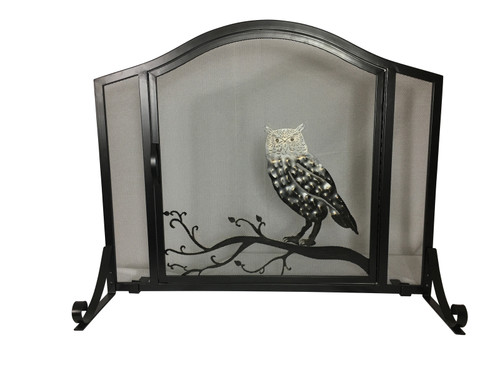 Dagan Industries - Owl Design Wrought Iron Arched Panel Screen with Door - S151