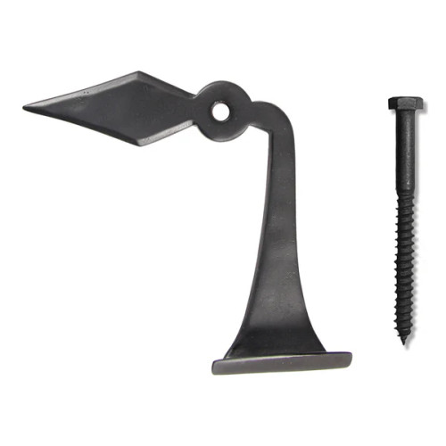 Seaside Shutter Hardware - Brass Diamond Shutter Dog Left Hand - Flat Black