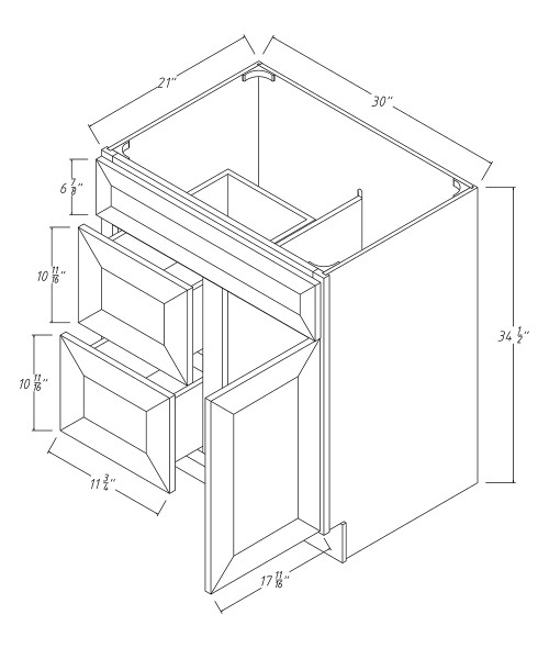 Sedona Vanity with 2 Drawers<br>Drawers on the Left SE-FA3021DL