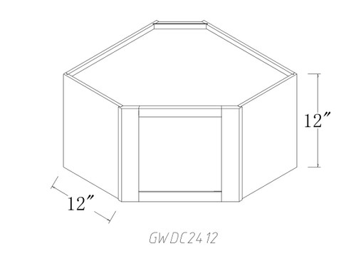 Wildwood Stacked Glass Door Diagonal Corner Wall Cabinet WW-GWDC2412