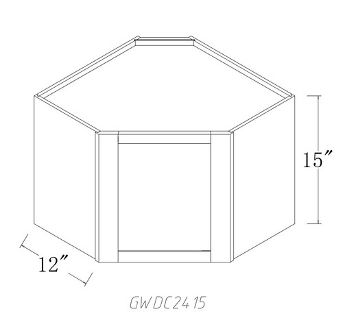 Wildwood Stacked Glass Door Diagonal Corner Wall Cabinet WW-GWDC2415