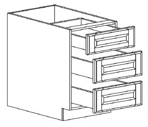 Life Art Cabinetry - Vanity Base 3-Drawers Cabinet - VBD12-3 - Oxford
