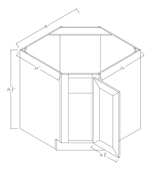 Gray Stone Diagonal Corner Sink Base GR-CSB36