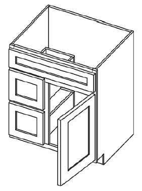 KCD Shaker Kodiak Vanity Sink Base Left Drawer Stacking Cabinet - SK-VSBDL30