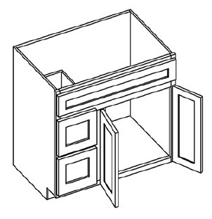 KCD Shaker Kodiak Vanity Sink Base Left Drawer Stacking Cabinet - SK-VSBDL36