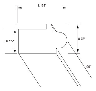 KCD Shaker Kodiak Bottom Edge Molding (Narrow Light Rail) - SK-BEM8