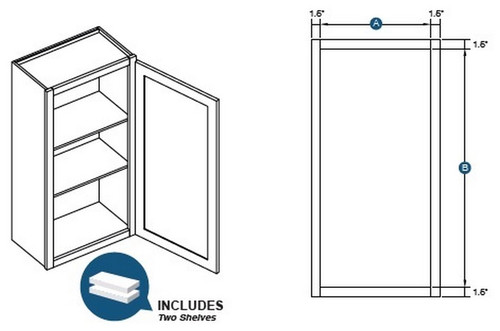 KCD Essential Gray Single Door Wall Cabinet - EG-W2130