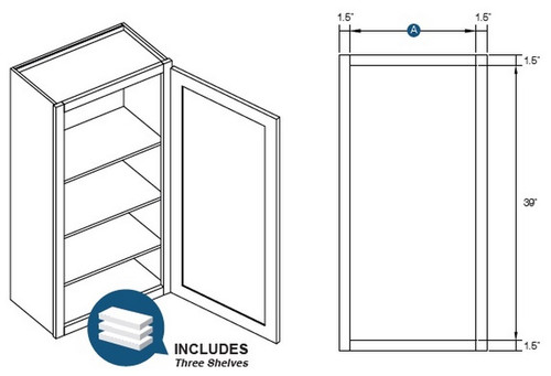KCD Essential Gray Single Door Wall Cabinet - EG-W942