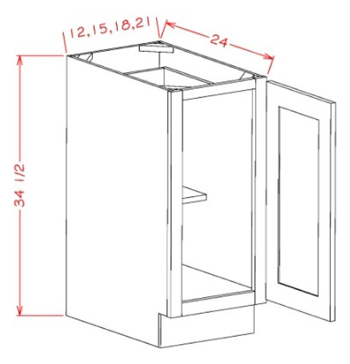 U.S. Cabinet Depot - Oxford Mist - Single Full Height Door Base Cabinet - OM-B18FH