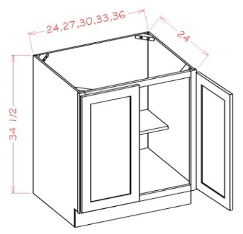 U.S. Cabinet Depot - Oxford Mist - Double Full Height Door Base Cabinet - OM-B36FH