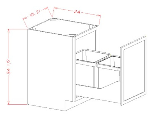 U.S. Cabinet Depot - Oxford Mist - Trash Can Pullout Base Kits - OM-B18FHTCPO