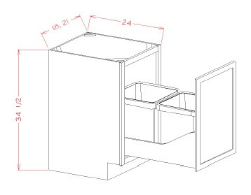 U.S. Cabinet Depot - Oxford Mist - Trash Can Pullout Base Kits - OM-B18FHTCPO