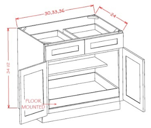 U.S. Cabinet Depot - Oxford Mist - Double Door Single Rollout Shelf Base Cabinet - OM-B361RS
