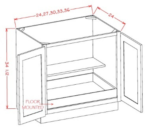 U.S. Cabinet Depot - Oxford Mist - Full Height Double Door Single Rollout Shelf Base Cabinet - OM-B33FH1RS
