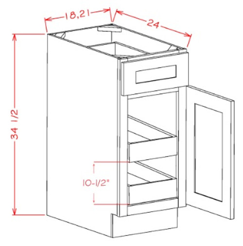 U.S. Cabinet Depot - Oxford Mist - Single Door Double Rollout Shelf Base Cabinet - OM-B182RS