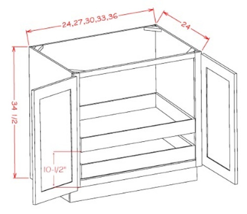 U.S. Cabinet Depot - Oxford Mist - Full Height Double Door Double Rollout Shelf Base Cabinet - OM-B27FH2RS