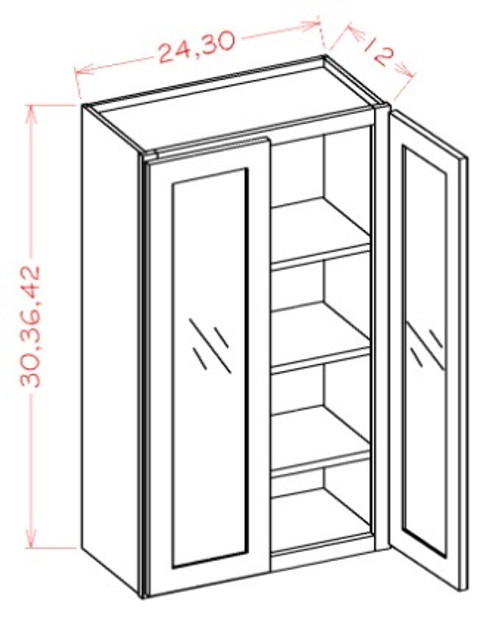 U.S. Cabinet Depot - Oxford Mist - Open Frame Wall Cabinets-Double Door - OM-W2436GD