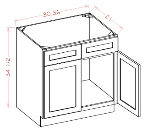 U.S. Cabinet Depot - Oxford Mist - Vanity Sink Base Cabinet-Double Door Double Drawer Front - OM-VS30S