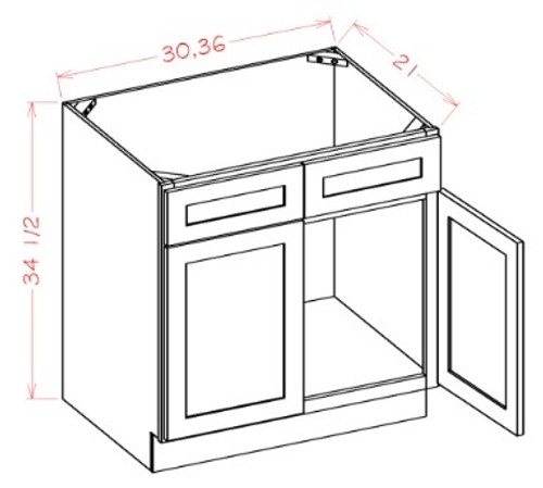 U.S. Cabinet Depot - Oxford Mist - Vanity Sink Base Cabinet-Double Door Double Drawer Front - OM-VS36