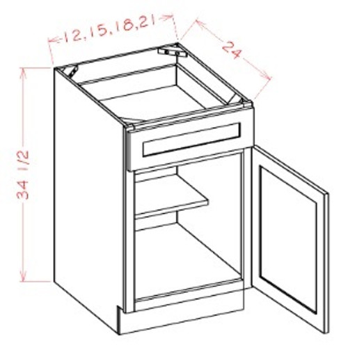 U.S. Cabinet Depot - Oxford Toffee - Single Door Single Drawer Base Cabinet - OT-B15